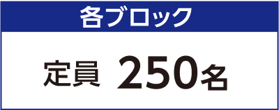 各ブロック定員250名