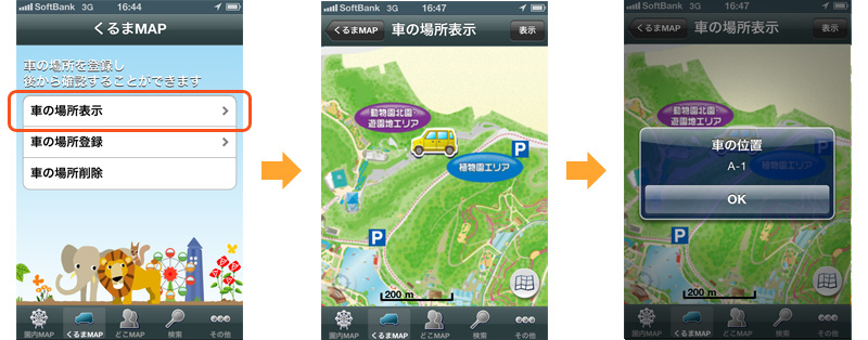 車の場所表示の流れ