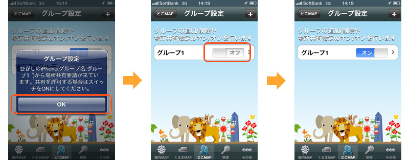 .グループ設定：場所共有設定の流れ