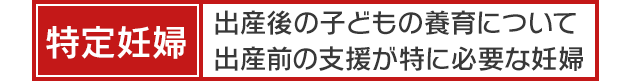 【特定妊婦】＝「出産後の子どもの養育について、出産前の支援が特に必要な妊婦」