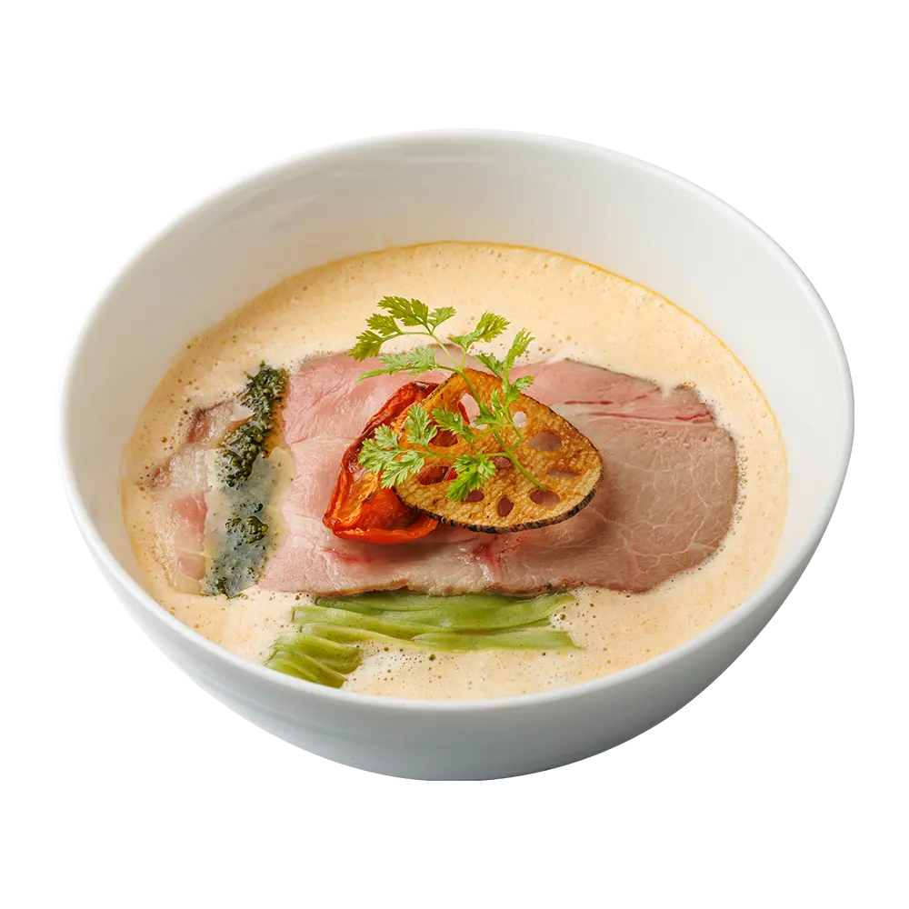 トマトと名古屋コーチンのぱいたんらぁめん 地産野菜とほうれん草入り自家製麺～あさドレ♪コラボ特別ver.～