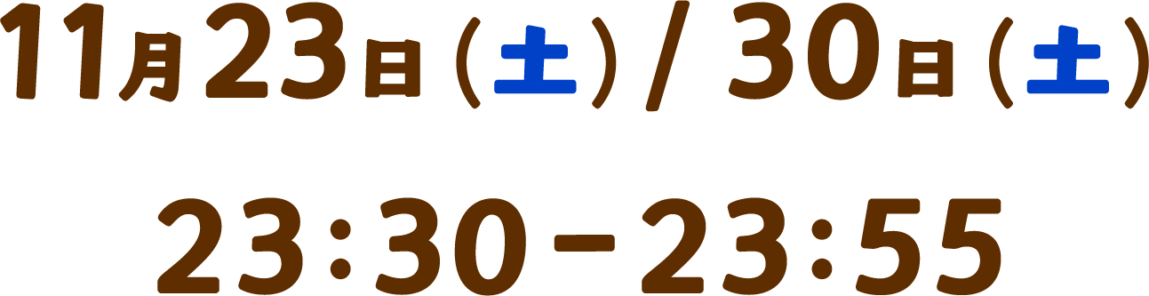 11月23日（土）/11月30日（土）23:30～23:55