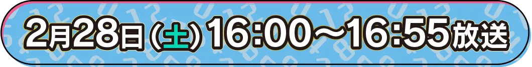 2月28日（土）16:00〜16:55放送